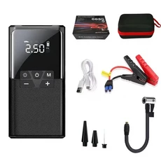 5in 1 휴대용 8000mAh 2000A 배터리 점프 스타터 150PSI 에어 컴프레서 부스터 팩 타이어 인플레이터 포함, 02 With bag