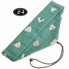 餐具收納綁繩收納袋 - 三角便攜餐具袋 刀叉湯匙筷子環保吸管收納袋 餐袋 婚禮小物, 1個, 橫開綁繩款, 藍綠飯糰