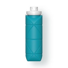 矽膠摺疊水杯 食品級戶外運動便攜水壺, 青碧色, 1個, 600ml