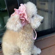 스카이몰 강아지 이어슈슈, 1개, 체크핑크