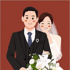 신랑신부 일러스트 3D보석 십자수 커플 함께 하는 다이어몬드페이팅 비즈공예 큐빅 스트레스 해소 사랑 담아 있는 DIY 만들기세트 기념일선물, 신랑신부 004, 60*60, 1개