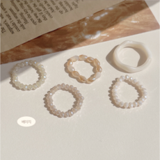 Lingling 호마이카 마블링 비즈 홀로그램 아크릴 반지 (5type)