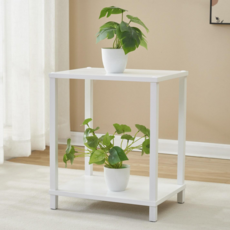 데코트리 2단 사이드테이블 미니 협탁 오픈형 선반 테이블, 화이트
