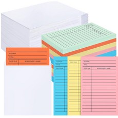 Ireer 도서관 카드 포켓 책 포켓 500개 자체 접착 마감일 카드 책 계산대 Cd DVD 교실 용품용(컬러 카드 화이트 봉투)