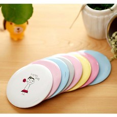 캐릭터 휴대용 원형 손거울, 10개, 랜덤발송