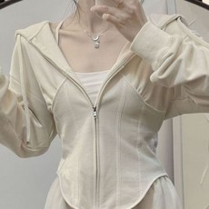 Deeptown Y2K 여성용 힙합 집업 후디 그런지 섹시 슬림 긴팔 스웻셔츠 캐주얼 올매치 시크 크롭 탑 스포츠웨어