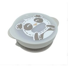 Marcus&Marcus 動物樂園幼兒自主學習吸盤碗含蓋 (6色任選) 台灣代理公司貨 檢驗合格, 1個, 貓熊(白), 白色