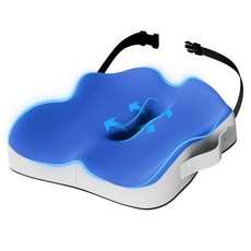 ModReve 카시트 쿠션 트럭 운전사 및 장거리 운전을 위한 조절 가능한 스트랩이 있는 엑스트라 라지 메모리 폼 정형외과 좌골 신경통 꼬리뼈 통증 완화 여행 필수품을 편안, Blue + Light Gray