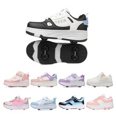 PHTEER 롤러슈즈 편한 바퀴달린 운동화 4륜 F06, 블랙, 1개