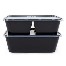 생활미소 내열블랙 1칸 5입 2칸 5입 혼합사각용기 세트 650ml 1세트, 1개