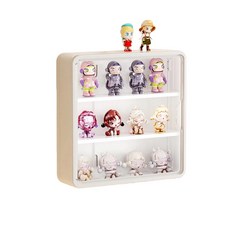 壁掛式公仔收納盒 透明防塵模型展示架 免打孔多層收納架, 3層, 壁挂手办盒-白色小号30*30*8cm