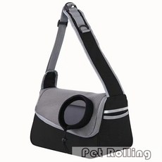 Pet Rolling 寵物外出包 狗狗貓咪單肩包 透氣網布 便攜寵物包, 黑配灰,SME038, 1個