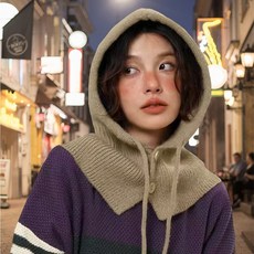 베스템 니트 후드넥워머 여성 겨울모자 방한 바라클라바, 베이지