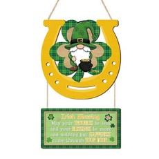 TOARTi Happy St Patrick's Day 아일랜드 축복 행복 우정 나무 표지판 녹색 토끼풀 레프러콘 요정 행잉 사인 패트릭의 날 기독교 선물 걸이 종교 기도