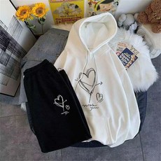 TKX 여성용 봄가을 캐주얼 후드 투피스 트레이닝 세트 상하복 러닝복 마실룩