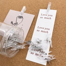 투명 압정 집게 클립 게시판 사진 걸이 20개, 단일