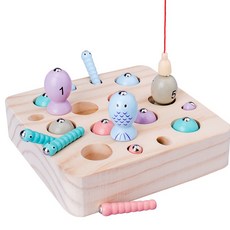 木製磁吸釣魚玩具組 兒童益智, 魚形, 1套