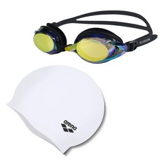 실리콘 수모 01플레인 미러 수경 SGT-601M 2종 세트, 01플레인_화이트+SGT-601M_골드, 1개