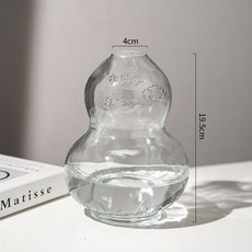 中式葫蘆型花瓶小口徑透明玻璃花瓶新款創意客廳餐廳桌面擺件裝飾, 寶葫蘆【透明】