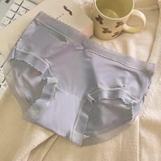 女士內褲 無痕冰絲透氣薄款中腰內褲, 灰色, L （建議47.5-57.5kg）