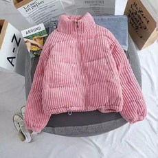 골지패딩 여성 집업 패딩 화이트 빅사이즈 골지 S 두꺼운 골덴점퍼 40~47.5kg