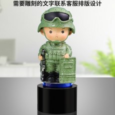 전쟁 피규어 모형 밀리터리 전투함 군인 창의적인 특수부대 참전 용사 탁상용 기념품 생일 선물 전우 강철 같은 정신을 담은 장식품, [18] 모델 E + 블랙 원형 베이스