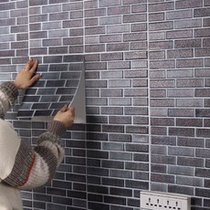 붙이는 데코 벽돌 타일 시트지 스티커 셀프 시공 접착식 인테리어 DIY 벽 현관 주방 욕실 거실 벽지, 1개, 딥블랙브릭
