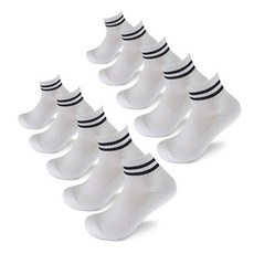 COSOC 두툼한 이중쿠션 투라인단목 스포츠양말10P, 흰색(WHITE)