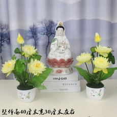 供佛假花 供佛蓮花 仿真花 仿真花荷花蓮花供佛假花佛前花寺廟貢奉花觀音菩薩花僊家神位供花, 2個荷花塑料盆加2束奶白色睡蓮, 1個