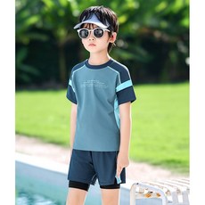 삐삐네옷가게 주니어 남아 초등 스플래쉬 반팔 수영복 래쉬가드 세트