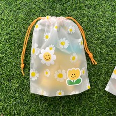 반투명 데이지 복조리 끈 파우치 답례품 선물 포장용 1p, M x 1개