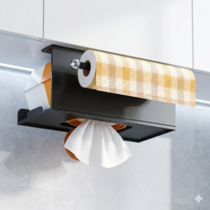 주방 선반 무타공 행주 키친타올 걸이, 1개, 그레이