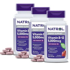 나트롤 비타민 B12 5000mcg 딸기맛 Natrol Vitamin B12 Fast Dissolve, 200정, 3개
