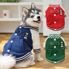 비비독 기모 야구점퍼 강아지 패딩 올인원 하네스 겨울옷 기모안감, 기모 야구점퍼-블루M