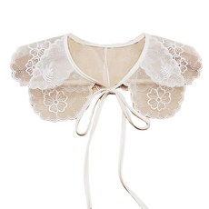 레이스 페이스 라 할로우 아웃 트림 탈부착 가능한 자수 레이스 장식 네클린, 하얀색, 1개