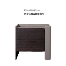 意式輕奢煙燻色實木烤漆設計師款床頭櫃, 653烤漆+煙燻色+緩衝軌道(左側)