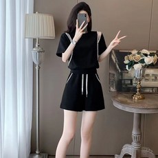 美搭 夏季運動服套裝女2025新款時尚顯瘦洋氣寬鬆短袖短褲休閒兩件套