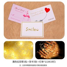 油畫風紫色系禮盒 三八婦女節/教師節禮品 紫羅蘭主題, 1個, 拉菲草+賀卡3張+燈串1個;如圖所