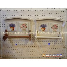 House 傢飾zakka 鄉村風洗白玫瑰薰衣草磁磚紙巾架/毛巾架/壁架 2款, 1個