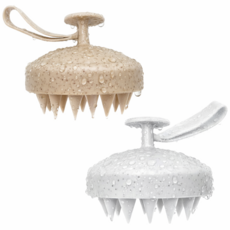 레이지홈 고리달린 실리콘 두피 마사지 샴푸 브러쉬 세트, 2개, 화이트 베이지