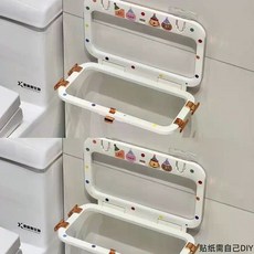 可摺疊垃圾架 衛生間壁掛式免打孔廚房收納塑膠袋支架, 白色, 1個