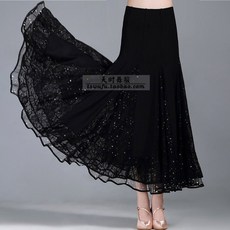 스커트 모던 여성 광장 롱스커트 사교댄스 레이스 감각적 여름 스타일 왈츠 패션