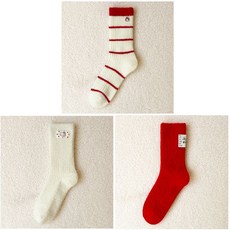 聖誕熱賣 秋冬加厚保暖本命年紅色襪子女中筒襪ins潮外穿百搭聖誕新年長襪, WY1836組合B, 1個