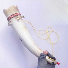 뿔피리 뿔나팔 수제 양각나팔 악기 연습 경적 연주, 1개, 상세페이지 참고, 블랙 소뿔/레드 (35cm)