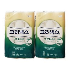 [비닐 포장 그린] 크리넥스 내추럴 소프트 3겹, 30롤, 2개, 30m