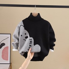 Do Brother 兒童脖子極地針織T襯衫熊，溫暖的長襯衫毛衣T-襯衫秋天和冬季男孩