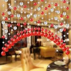 구슬발 아이방커튼 주방 크리스탈 줄커튼 비즈 가림막, 1개, M. 크리스탈 빨간색 32 다이아몬드 컷