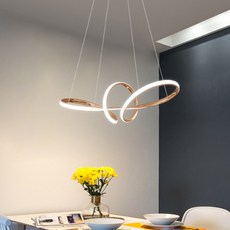 LED 루프 펜던트 식탁등 리본 뫼비우스 인테리어 식탁 조명, 골드(노란빛)
