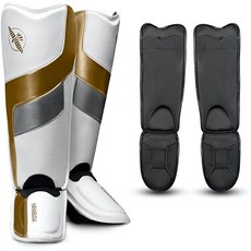古川小夫 HAYABUSA 新款 散打MMA 護腳脛 自由搏擊練習護腳背 ShinGuards - 白金, 1個, XL碼