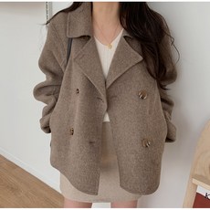 太妮絲S218 韓系大衣外套 毛呢翻領西裝外套 排扣